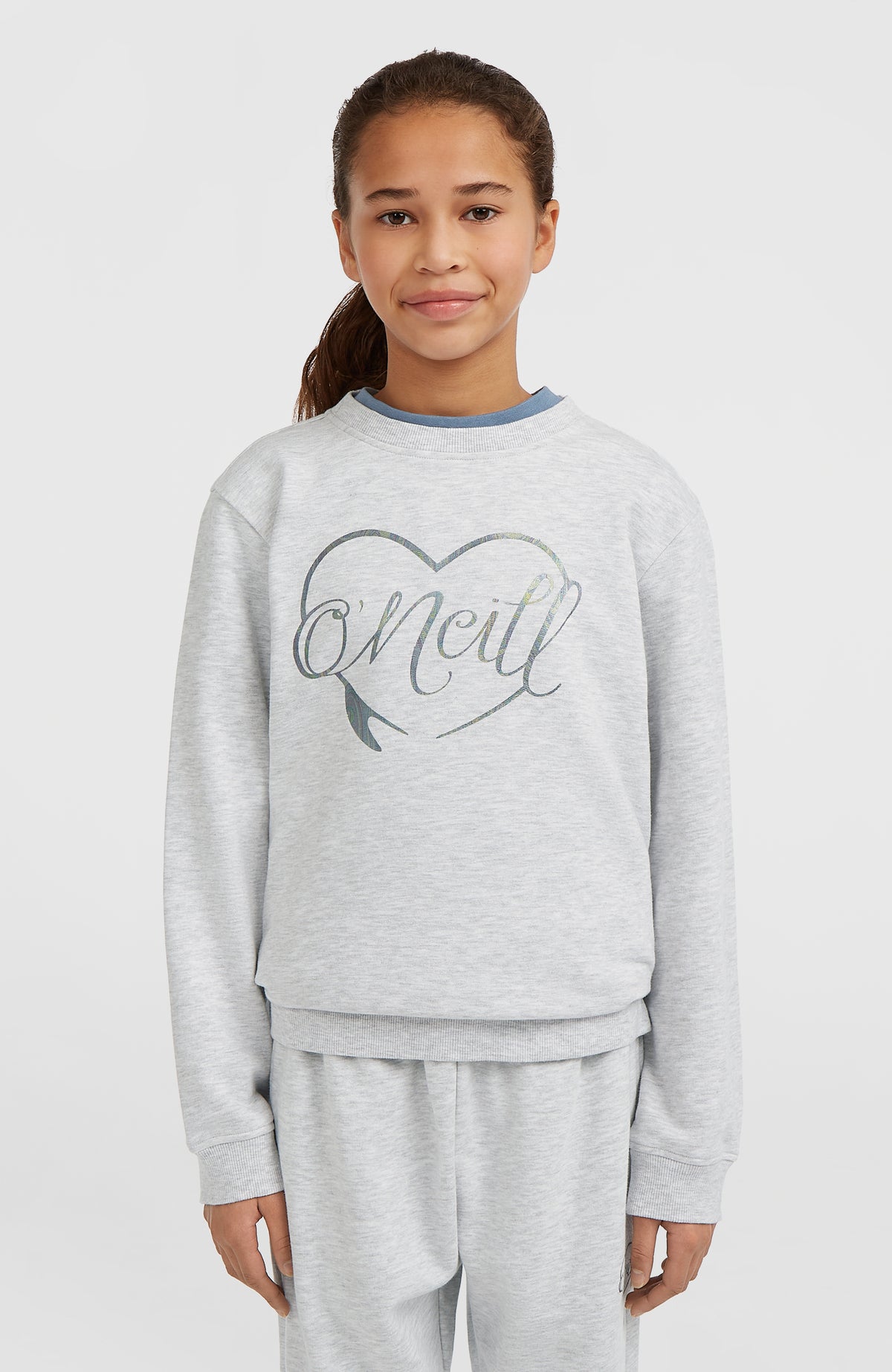 Sweatshirt à col rond Essentials | White Melange