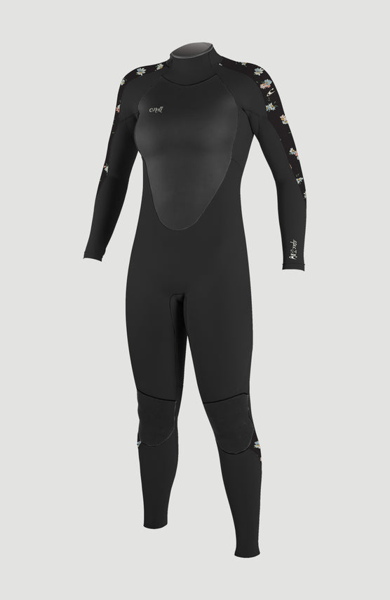 Epic 5/4mm Back Zip Full Wetsuit | BLACK/BLACK/CINDY DAISY