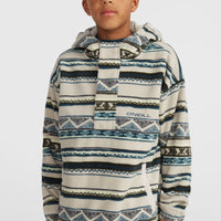 Sweat à capuche et col demi-zip Superfleece | Grey Ikat Stripe