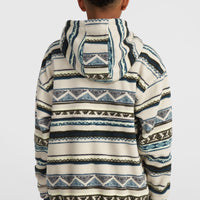 Sweat à capuche et col demi-zip Superfleece | Grey Ikat Stripe