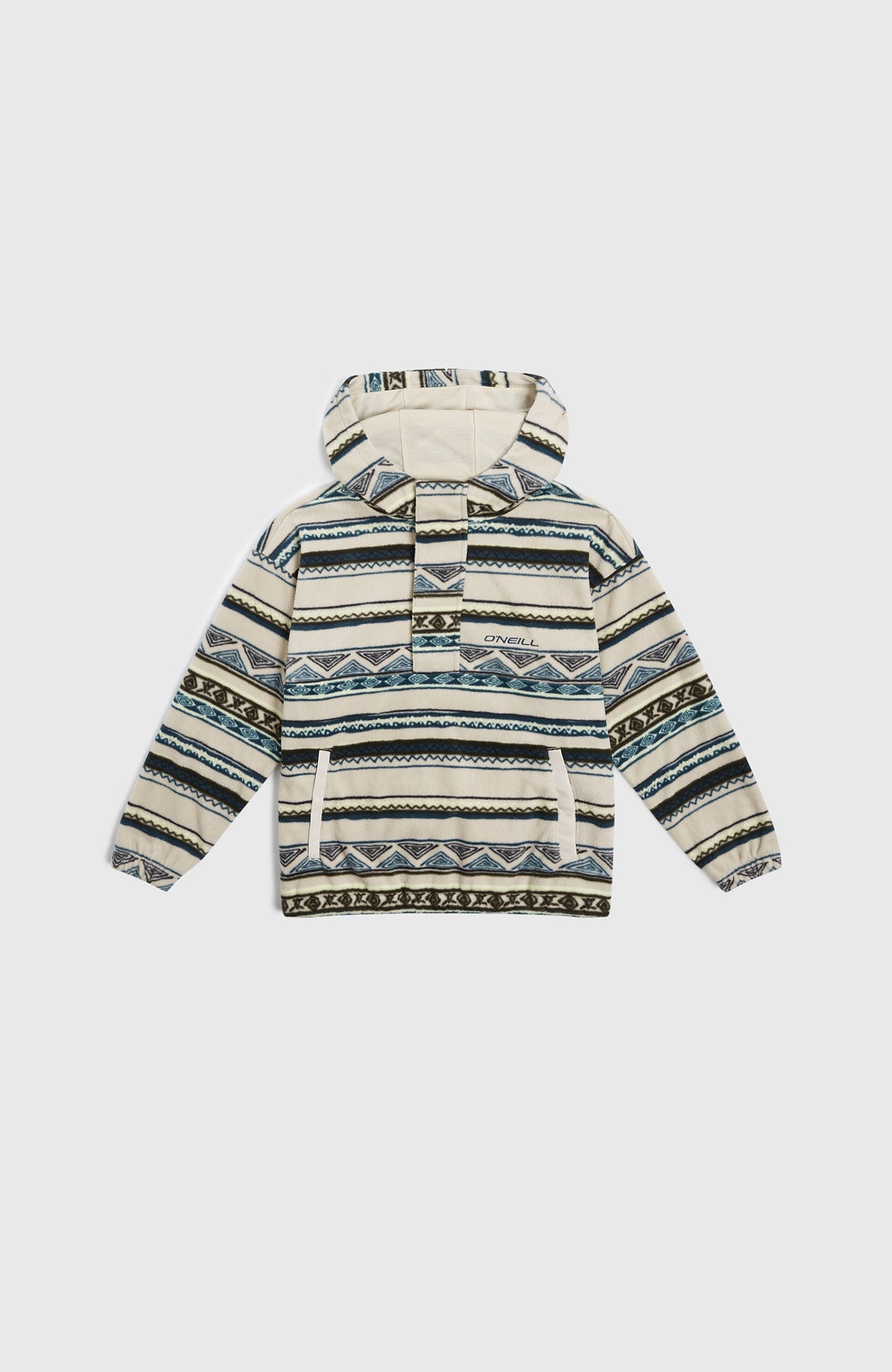 Sweat à capuche et col demi-zip Superfleece | Grey Ikat Stripe