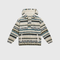 Sweat à capuche et col demi-zip Superfleece | Grey Ikat Stripe