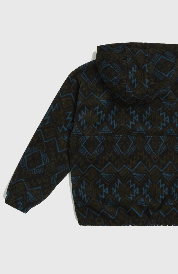 Sweat à capuche et col demi-zip Superfleece | Black Retro Ikat