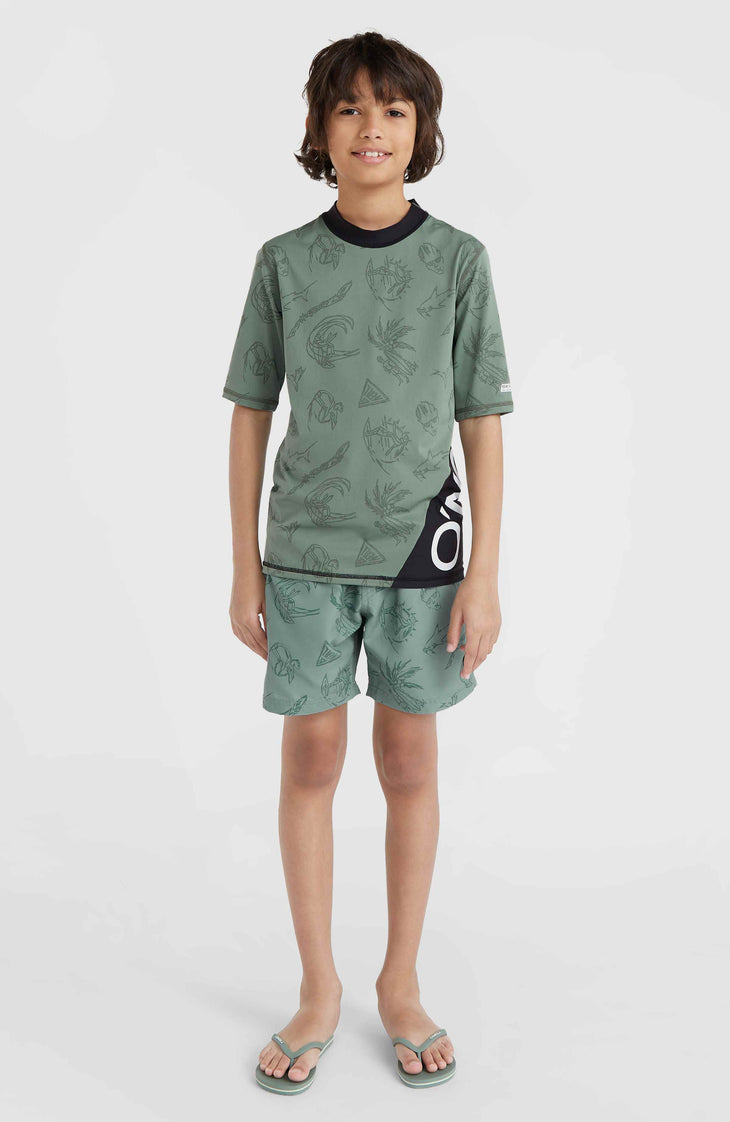 Lycra à manches courtes Mix and Match Crazy | Green Vintage Surfer