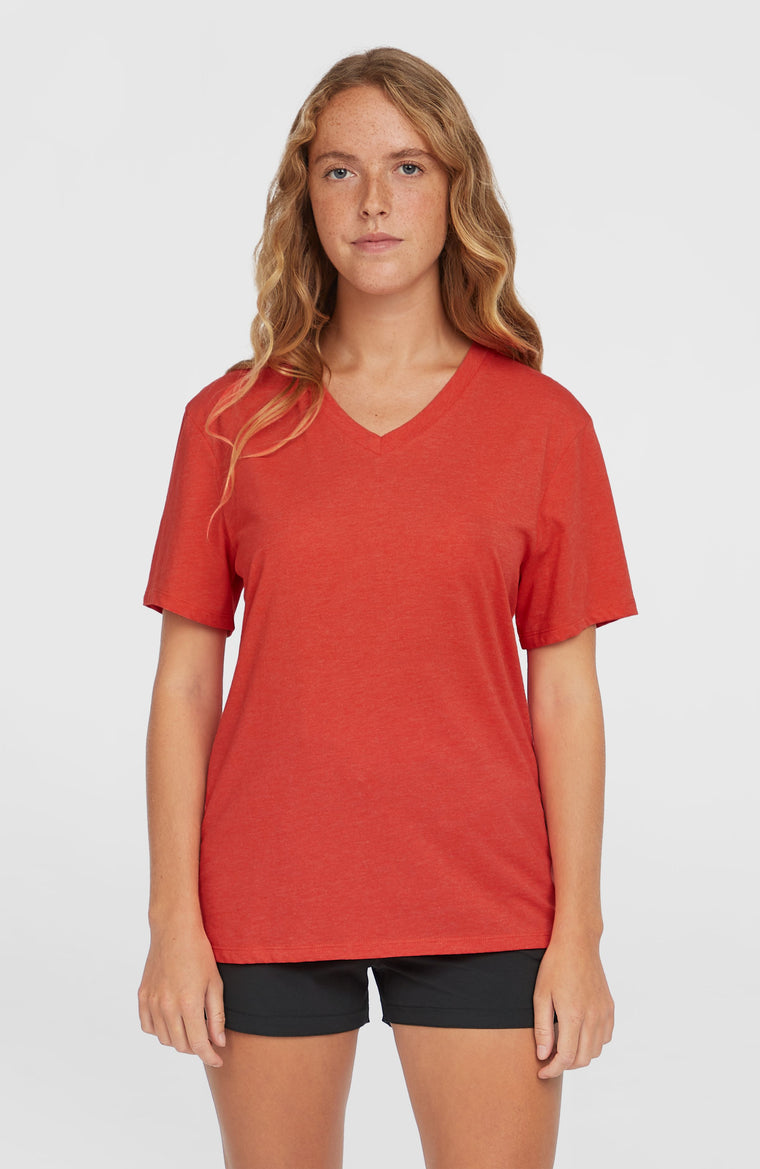 T-shirt Essentials à col V | Sunrise Red