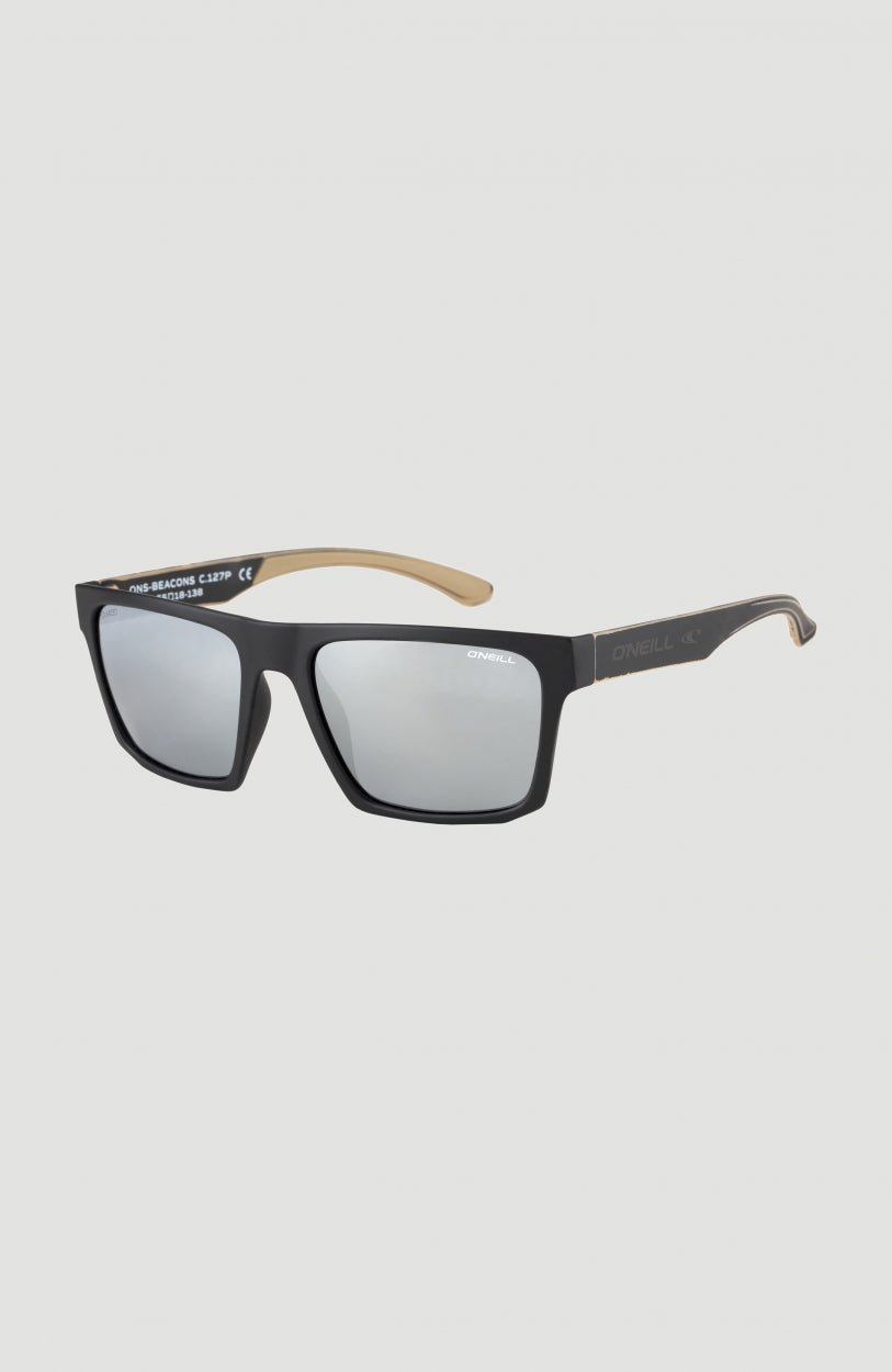 Beacons Sunglasses | MATTE BLACK/ GREEN RETRO PRINT