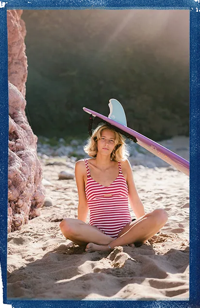 Maillot une pièce O'Riginals | White/Red Originals Stripe