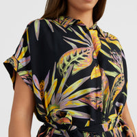 Robe chemise Cali Beach | Black Tropical Flower