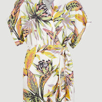 Robe portefeuille Oliana | White Tropical Flower