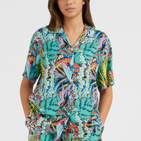 Short à taille haute Java Wave | Blue Comic Seaweed