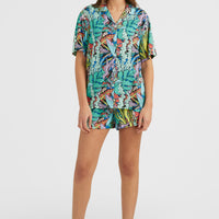 Short à taille haute Java Wave | Blue Comic Seaweed