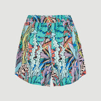 Short à taille haute Java Wave | Blue Comic Seaweed