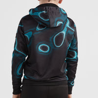Polaire Rutile All Over Print Hooded | Blue Heat Map