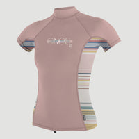 Premium Shortsleeve Skin Turtleneck Rash Guard | PEONY/BAJA STRIPE/PEONY