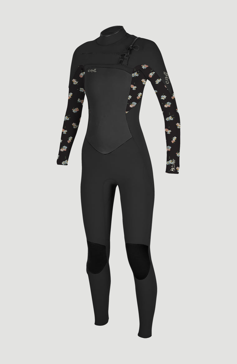 Epic 4/3mm Chest Zip Full Wetsuit | BLACK/CINDY DAISY