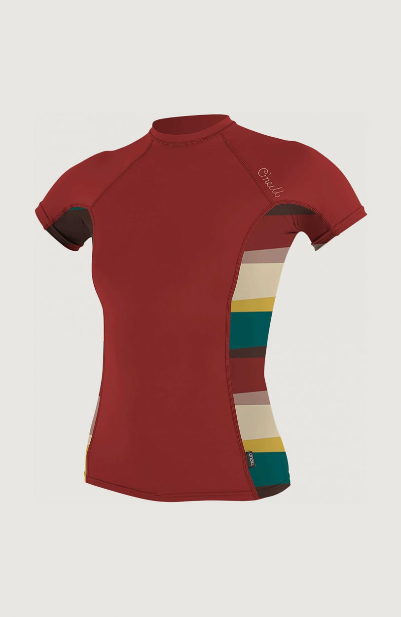 Side Print Short Sleeve Rash Guard | Red