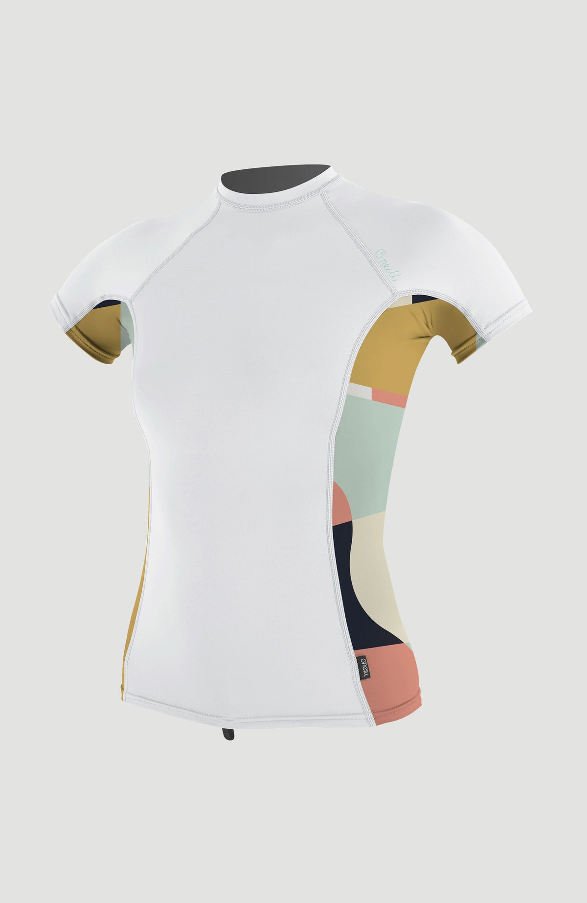 Side Print Short Sleeve Rash Guard | WHITE/JASMINE