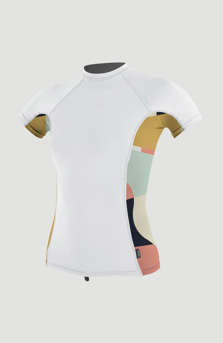 Side Print Short Sleeve Rash Guard | WHITE/JASMINE
