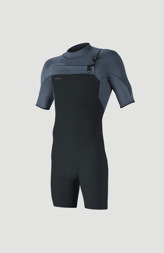 Hyperfreak 2mm Chest Zip Shortsleeve Spring Wetsuit | GUN METAL/CADET BLUE